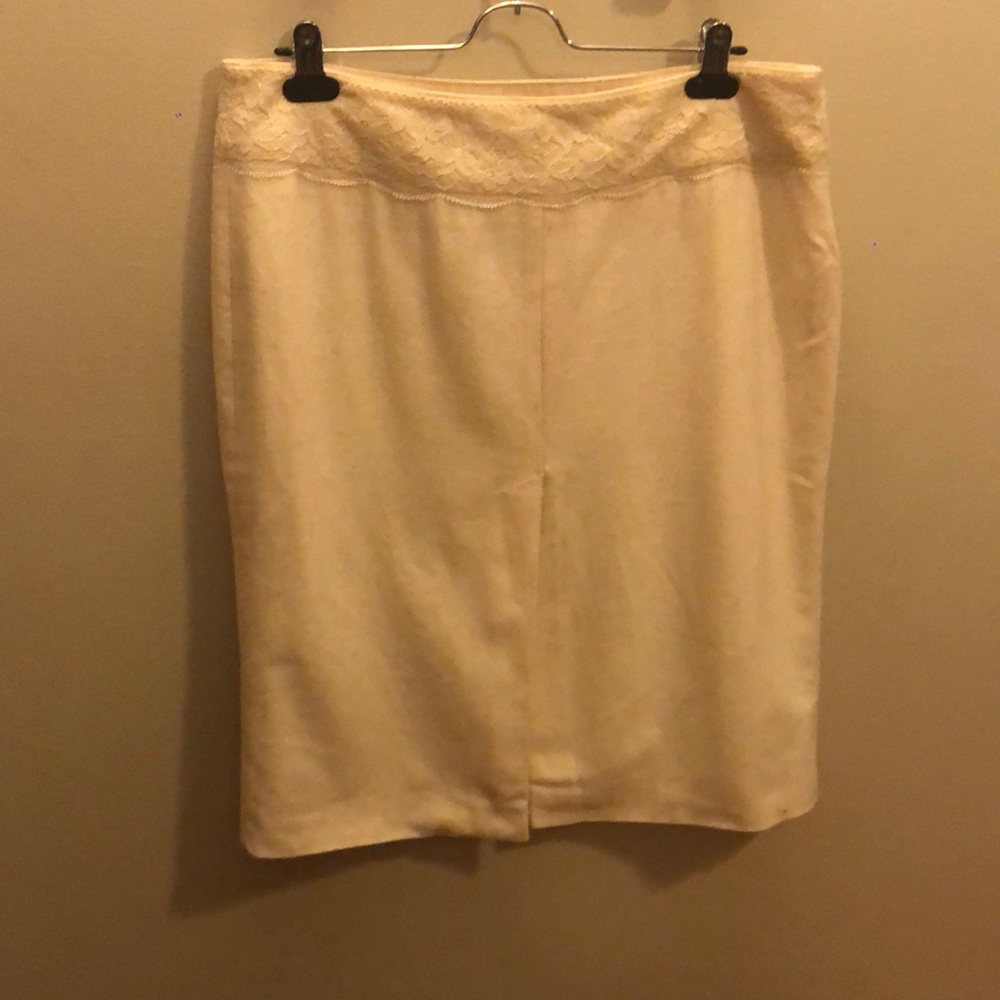 Cream wool pencil skirt
